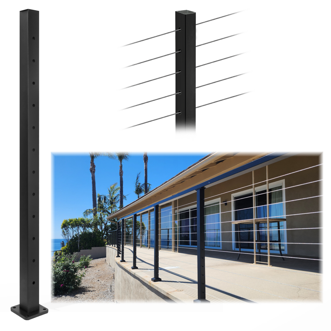 Line Aluminum Post Black with Line Holes